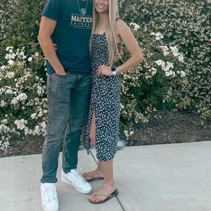 Abercrombie & Fitch Black Ditsy Floral Midi Dress